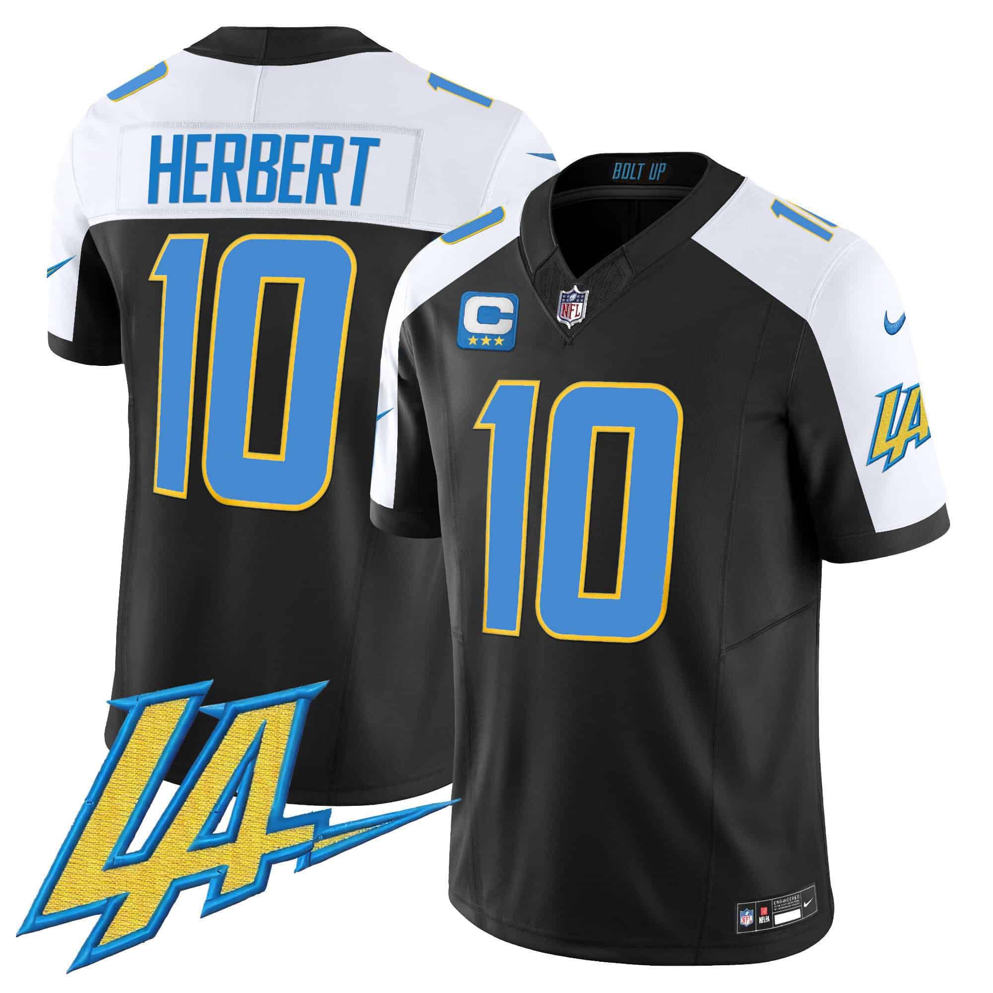 Men Los Angeles Chargers 10 Herbert Black 2024 Nike Vapor Limited NFL Jersey